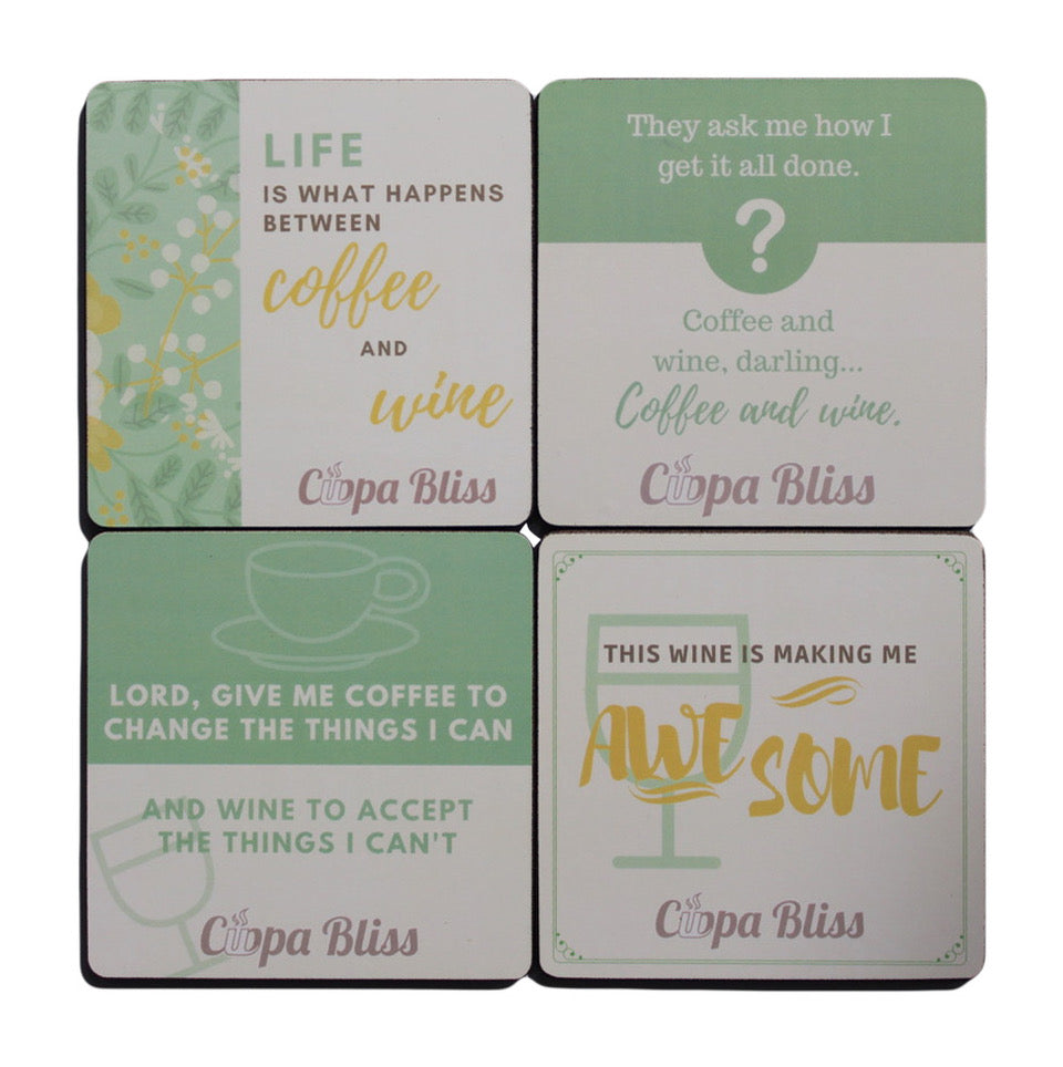 Cuppa Bliss Coasters - Wine (4 per pack)